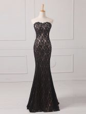 Eye-catching Floor Length Empire Sleeveless Black Prom Dresses Zipper