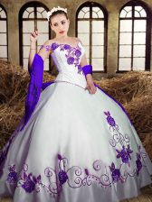  Taffeta Sleeveless Floor Length Quinceanera Dress and Embroidery