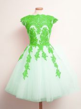  Multi-color Court Dresses for Sweet 16 Prom and Party and Wedding Party with Appliques Scalloped Sleeveless Lace Up