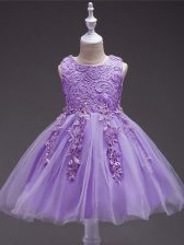  Scoop Sleeveless Tulle Kids Formal Wear Appliques Zipper
