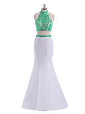  Sleeveless Criss Cross Floor Length Beading 