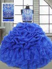 Modest Floor Length Royal Blue Vestidos de Quinceanera Scoop Sleeveless Zipper