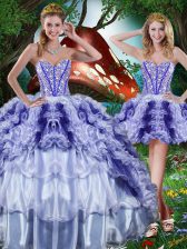  Sweetheart Sleeveless Lace Up Sweet 16 Dress Multi-color Organza
