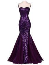 Romantic Purple Sweetheart Lace Up Sequins Sleeveless