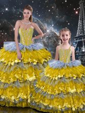 Simple Multi-color Lace Up Sweet 16 Quinceanera Dress Beading and Ruffles Sleeveless Floor Length