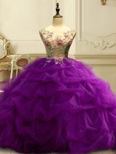 Chic Floor Length Ball Gowns Sleeveless Purple Quinceanera Dresses Lace Up