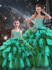 Graceful Multi-color Sleeveless Floor Length Beading and Ruffles and Ruffled Layers Lace Up Quinceanera Gowns
