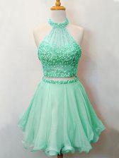  Organza Sleeveless Knee Length Quinceanera Court Dresses and Beading