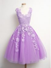  Sleeveless Appliques Lace Up Quinceanera Court of Honor Dress