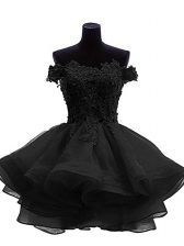 Modest Sleeveless Zipper Mini Length Beading and Lace and Appliques and Ruffles Evening Dress