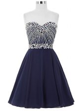 Inexpensive Chiffon Sleeveless Mini Length Prom Party Dress and Beading