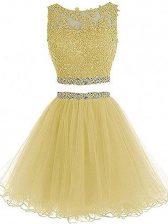 New Arrival Yellow Prom and Party and Sweet 16 with Beading and Lace and Appliques Sweetheart Sleeveless Zipper