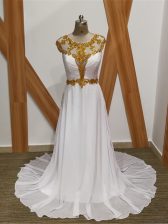 Custom Fit White Sleeveless Beading Backless Homecoming Dress