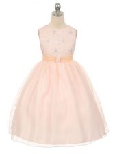 Lovely Knee Length Baby Pink Kids Pageant Dress Tulle Sleeveless Beading