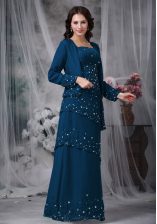 Superior Floor Length Navy Blue Homecoming Dress Straps Sleeveless Zipper