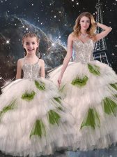 Enchanting Multi-color Sleeveless Beading and Ruffled Layers Floor Length 15th Birthday Dress