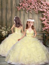 New Style Sleeveless Beading and Ruffles Lace Up Little Girls Pageant Dress