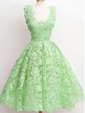 Cute Zipper Damas Dress Lace Sleeveless Knee Length