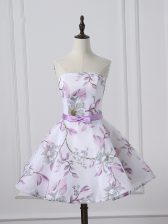 High End White Scoop Lace Up Belt Evening Dress Sleeveless