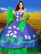  Sweetheart Sleeveless Taffeta Sweet 16 Dresses Embroidery Lace Up