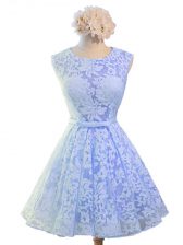  Lavender Lace Up Scoop Belt Dama Dress Lace Sleeveless