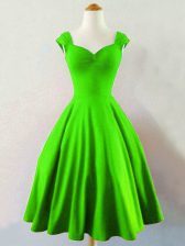  A-line Taffeta Straps Sleeveless Ruching Knee Length Lace Up Dama Dress