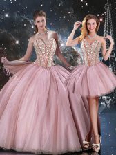  Sleeveless Lace Up Floor Length Beading Sweet 16 Quinceanera Dress