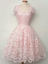Gorgeous Cap Sleeves Lace Lace Up Quinceanera Dama Dress