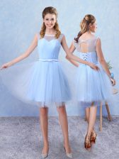  Sleeveless Ruching and Belt Lace Up Damas Dress