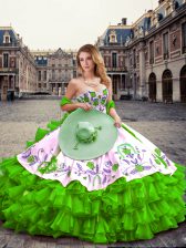 Superior Floor Length Green Ball Gown Prom Dress Sweetheart Sleeveless Lace Up