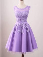 Dramatic Lace Vestidos de Damas Lavender Lace Up Sleeveless Knee Length