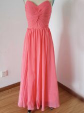  Sweetheart Sleeveless Chiffon Quinceanera Court of Honor Dress Ruching Zipper