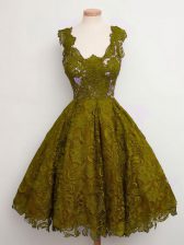 Artistic Olive Green Straps Lace Up Lace Quinceanera Court Dresses Sleeveless