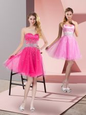 Gorgeous Tulle Sleeveless Mini Length Evening Dress and Beading