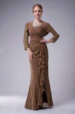 Designer Brown Straps Zipper Beading Sleeveless