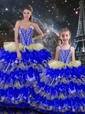 Gorgeous Floor Length Multi-color Quinceanera Gown Sweetheart Sleeveless Lace Up