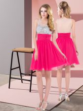 Noble Mini Length Empire Sleeveless Hot Pink Homecoming Dress Side Zipper