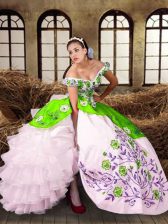  Off The Shoulder Sleeveless Lace Up Vestidos de Quinceanera Multi-color Taffeta