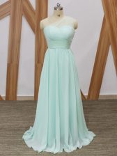 Glorious Chiffon Sleeveless Vestidos de Damas Sweep Train and Ruching