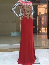  Floor Length Red Scoop Sleeveless Zipper