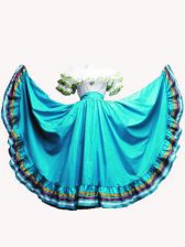  Aqua Blue Taffeta Lace Up Off The Shoulder Short Sleeves Floor Length Sweet 16 Quinceanera Dress Ruffled Layers