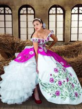 Attractive Floor Length Multi-color Vestidos de Quinceanera Off The Shoulder Sleeveless Lace Up