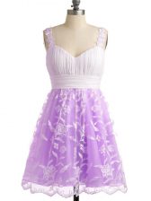 Designer Sleeveless Lace Up Knee Length Lace Damas Dress
