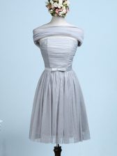  Mini Length Grey Damas Dress Tulle Sleeveless Belt