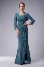 Affordable Navy Blue Sleeveless Chiffon Zipper for Prom and Party