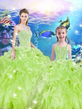  Sleeveless Lace Up Floor Length Beading and Ruffles Sweet 16 Dresses