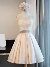 Smart Scoop Sleeveless Satin Prom Gown Lace Lace Up