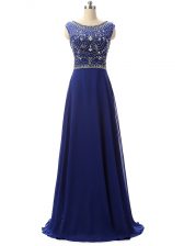  Chiffon Sleeveless Floor Length Prom Dresses and Beading