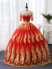 Half Sleeves Appliques Lace Up Sweet 16 Quinceanera Dress