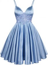  Spaghetti Straps Sleeveless Elastic Woven Satin Dama Dress Lace Lace Up